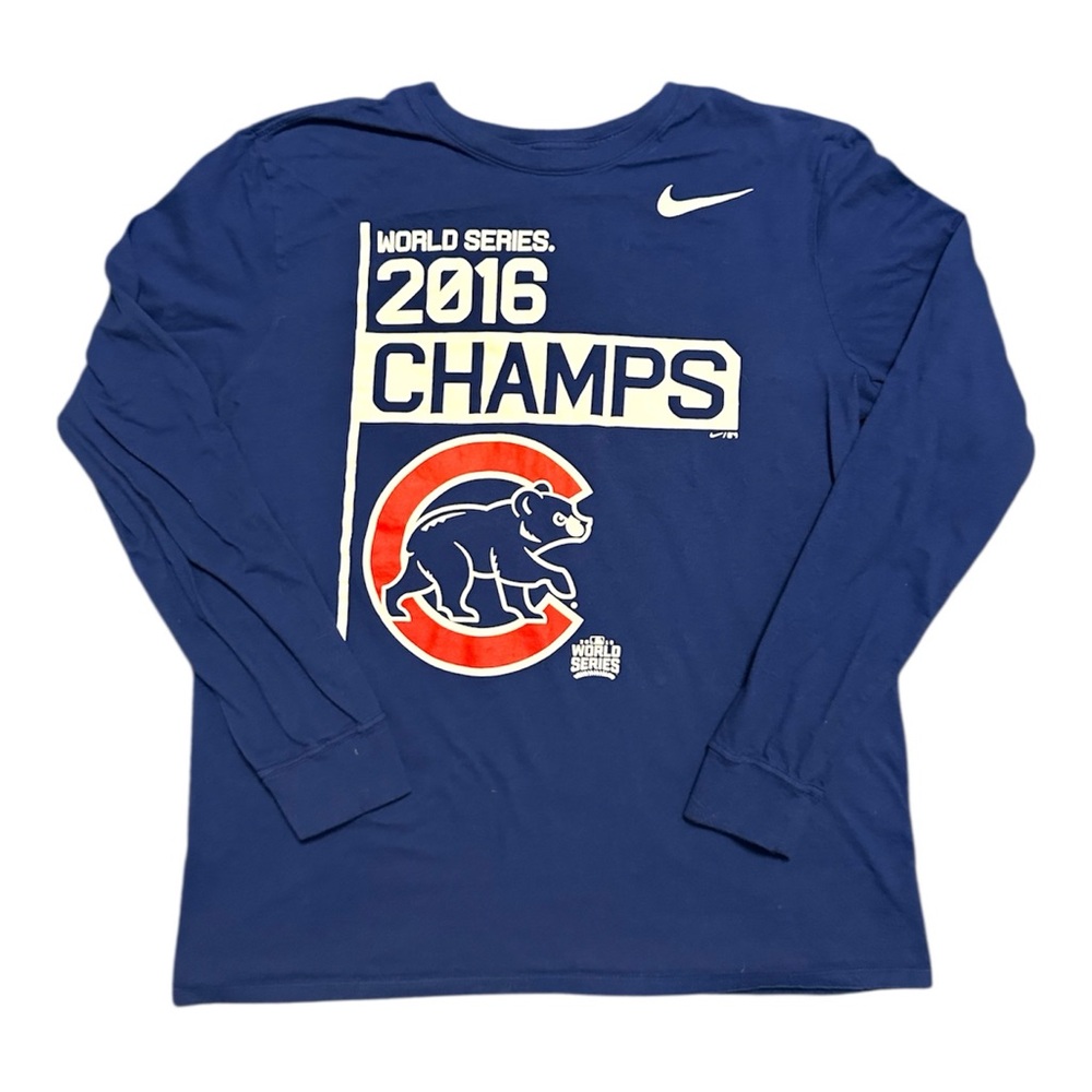Nike Chicago Cubs 2016 World Series Champions Royal Long Sleeve Tee (L)
